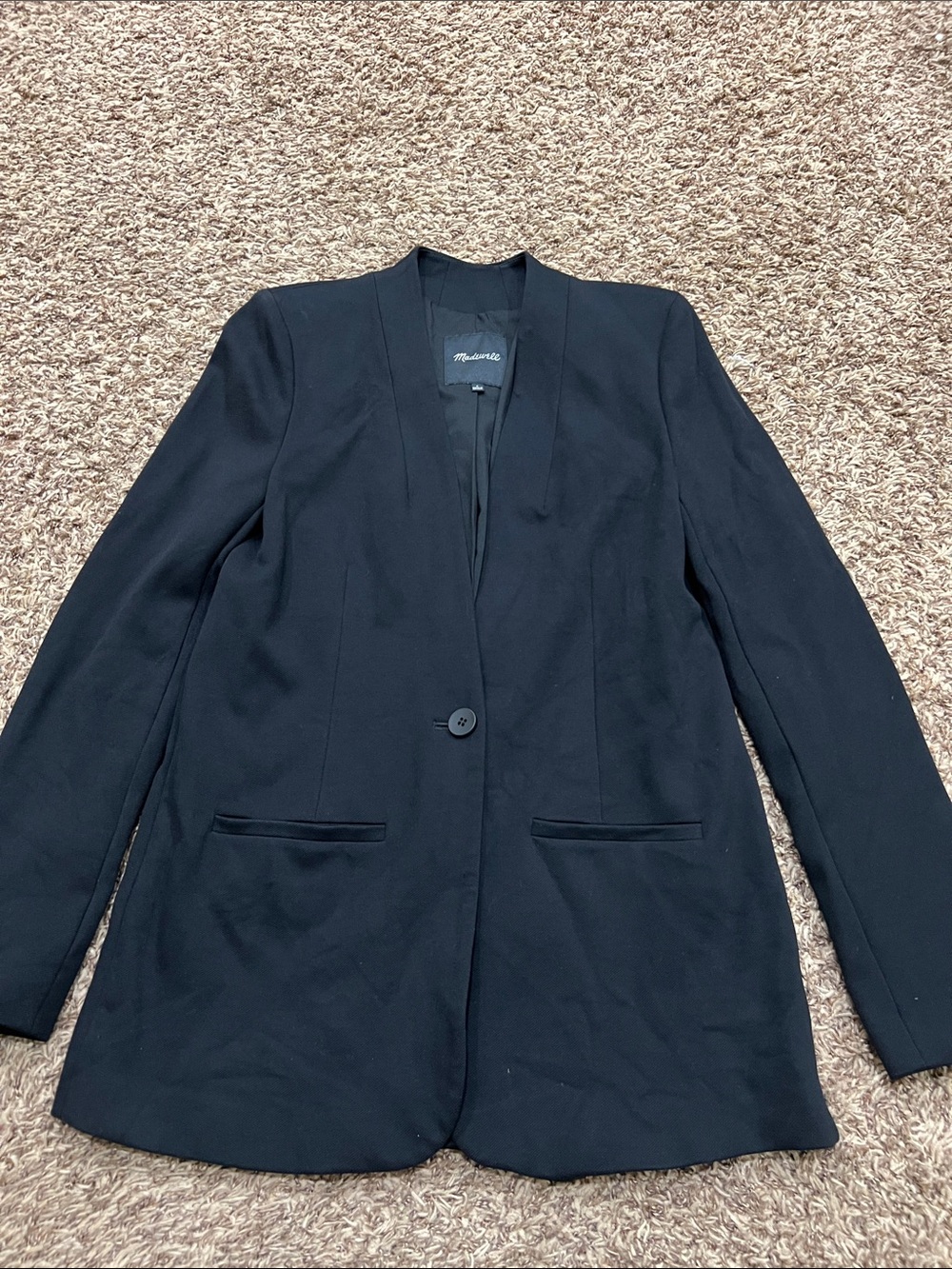 Madewell Tribune black twill single button blazer sz 6